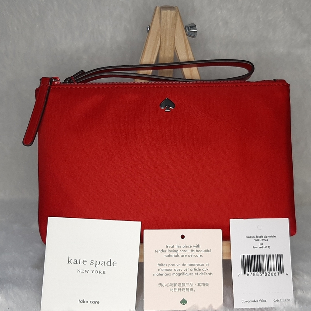 Nylon double zip wristlet